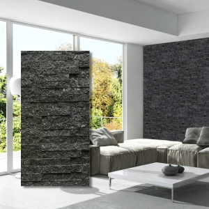 Kamień elewacyjny-dekoracyjny kwarcytowy czarny Stackstone Black 10x36 cm 1