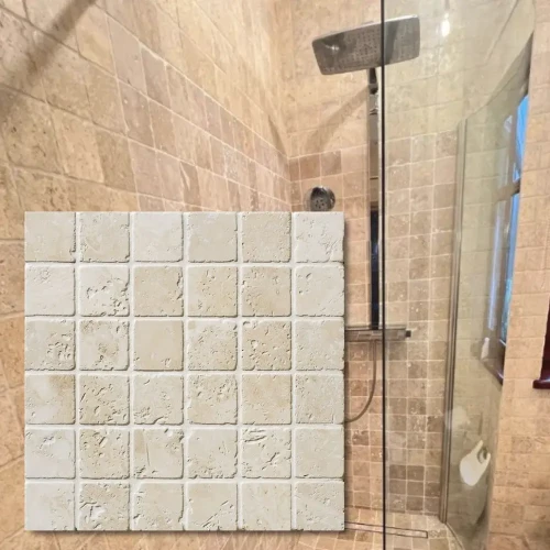 Kamień Dekoracyjny Elewacyjny Trawertyn Classic Mix Mozaika 4,8x4,8 cm.webp