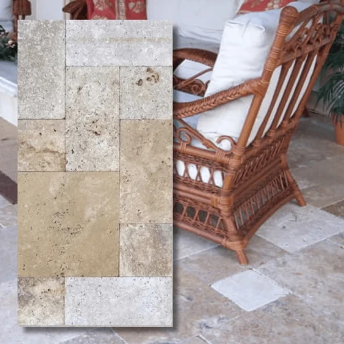 Kamień dekoracyjny Trawertyn Blend Mix Bębnowany 7,5x15x1 cm