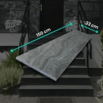 Kvarcito laiptų pakopa Silver Grey Leather 150x33x2 cm