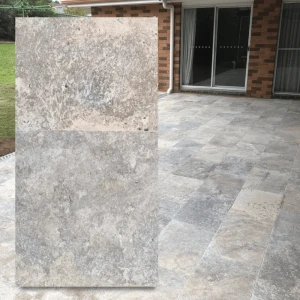 Trawertyn Silver Latte Bębnowany 40,6x61x1,2 cm