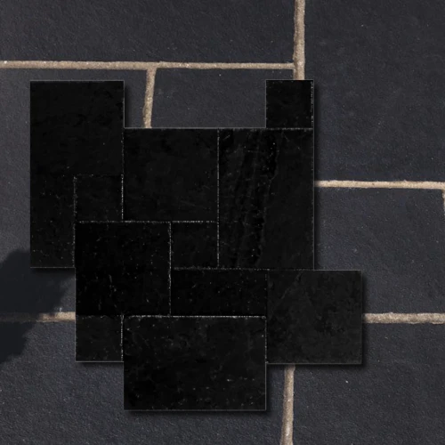 Kamień Kadappa Black Limestone Bębnowany French Pattern 1kpl= 0,742m2 | Komplet Rzymski