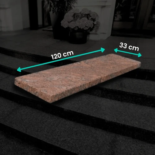 Stopnica granitowa polerowana Multicolor Red 120x33x2 cm