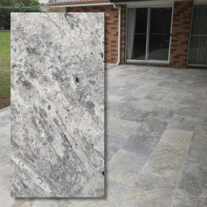 Travertinas Silver Latte Greige Drumbed 40,6x61x3 cm