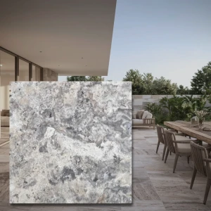 Trawertyn Silver Latte Bębnowany 61x61x3 cm 1