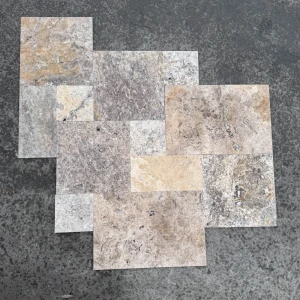 Trawertyn Silver Latte Bębnowany French Pattern 12mm 1kpl= 0,742m2 | Komplet Rzymski