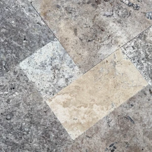 Trawertyn Silver Latte Bębnowany French Pattern 12mm 1kpl= 0,742m2 | Komplet Rzymski