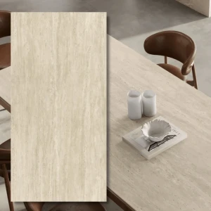 Didelio formato keraminė plokštė Travertino Pearl Hammered 320x160x0,6 cm