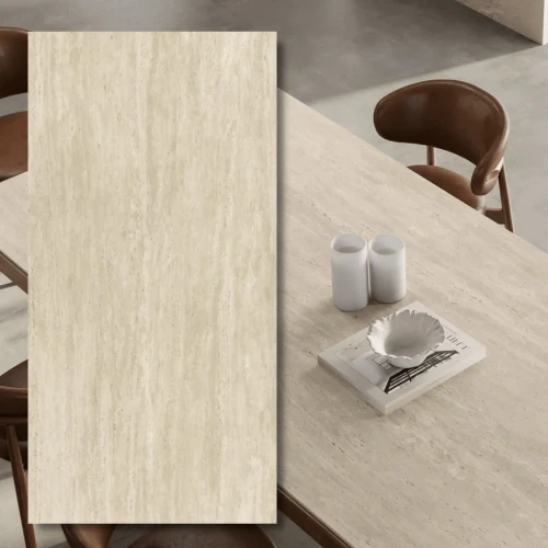 Spiek kwarcowy Travertino Pearl Hammered 324x162x1,2 cm