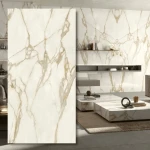 Didelio formato keraminė Calacatta Gold Poliruotas 324x162x1,2 cm