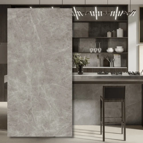 Spiek kwarcowy Light Grey Stone Silk 320x160x0,6 cm