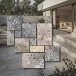 Travertino sidabrinė latte Greige prancūziško rašto 12mm 1 rinkinys = 0,742m2 | Romėnų rinkinys IŠANKSTINIO UŽSAKYMO!