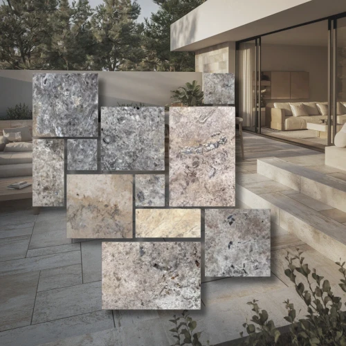 Trawertyn Silver Latte Bębnowany French Pattern 12mm 1kpl= 0,742m2 | Komplet Rzymski