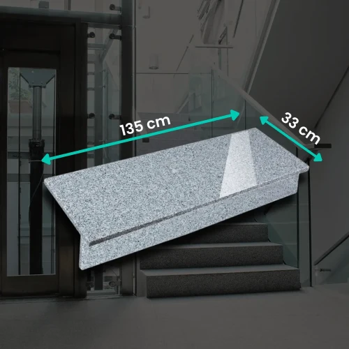 Zestaw Stopnica - Stopień + Podstopień Granitowy G602 135x33x2 / 135x15x2 Polerowany