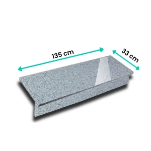 Zestaw Stopnica - Stopień + Podstopień Granitowy G602 135x33x2 / 135x15x2 Polerowany