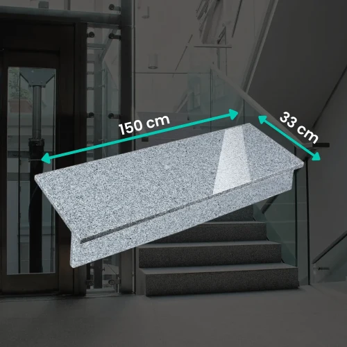 Zestaw Stopnica - Stopień + Podstopień Granitowy G602 150x33x2 / 150x15x2 Polerowany