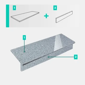 Zestaw Stopnica - Stopień + Podstopień Granitowy G602 150x33x2 / 150x15x2 Polerowany