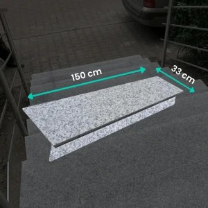 Zestaw Stopnica - Stopień + Podstopień Granitowy G602 150x33x2 / 150x15x2