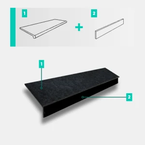 Zestaw Stopnica - Stopień + Podstopień Bazaltowy G690 Bazalt Black 150x33x3 / 150x15x2