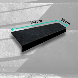 Pakopų komplektas - laiptelis + stovas bazaltas G690 Bazalt Black 150x33x3 / 150x15x2 