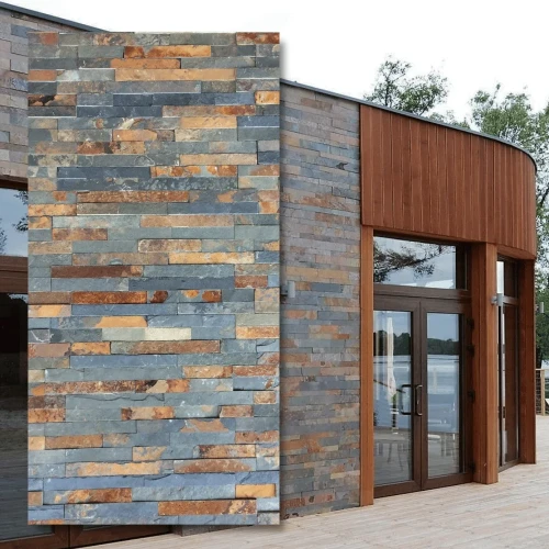 Kamień elewacyjny-dekoracyjny łupkowy multicolor 10x36x0,8-1,3 cm