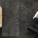 Šilko akmens juodo šifono porcelianinė plytelė 120x60x0,6 cm