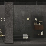 Šilko akmens juoda šifono porcelianinė plytelė 120x30x0,6 cm