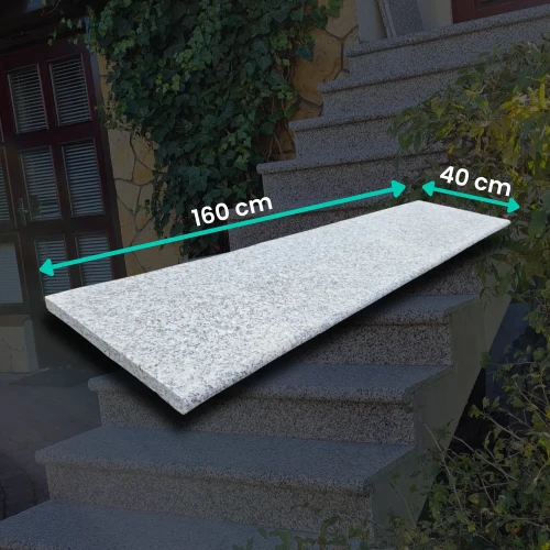 Stopnica Granitowa G602 płomieniowana / polerowana bullnose 160×40×2 cm