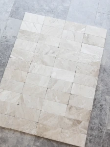 Płytka marmurowa Queen Beige | Coffee White Brick bębnowana 7,5x15x1 cm