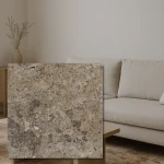 Travertinas Noce CC neužpildytas būgnas, pjūvis 20,3x20,3x1,2 cm IŠANKSTINIS UŽSAKYMAS!