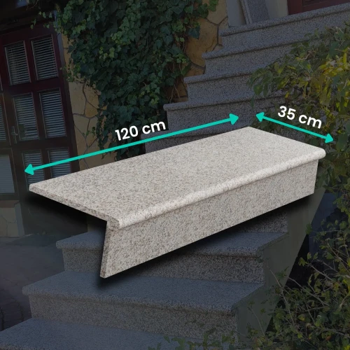 Zestaw Stopnica - Stopień + Podstopień Granitowy Bullnose G682 120x35x2 / 120x15x2