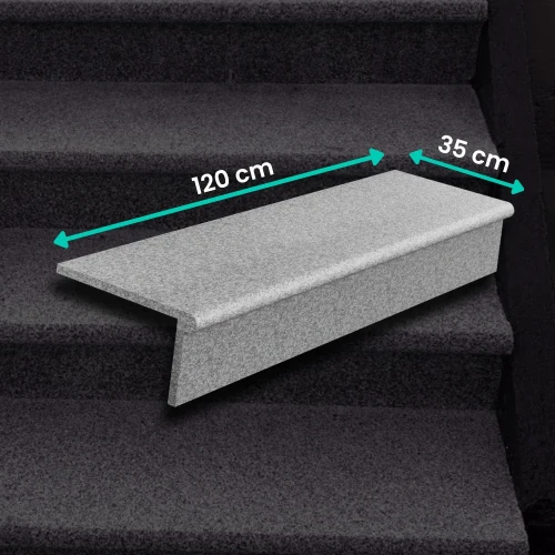 Zestaw Stopnica - Stopień + Podstopień Granitowy G664 New 120x35x2 / 120x15x2 Bullnose