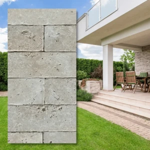 Kamień dekoracyjny elewacyjny trawertyn Ivory Classic Mix Bębnowany 7,5x30,5 cm