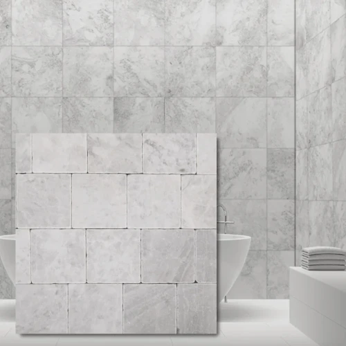 Płytka marmurowa Bębnowana Royal White 10x10x1 cm