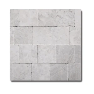 Płytka marmurowa Bębnowana Royal White 10x10x1 cm