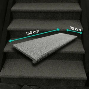 Granitas G654 New Dark Grey Laiptas 150x35x2 cm Liepsnotas Bullnose Pakopa