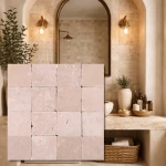 Trawertinas Light, apdorotas būgniniu būdu, 10x10x1 cm