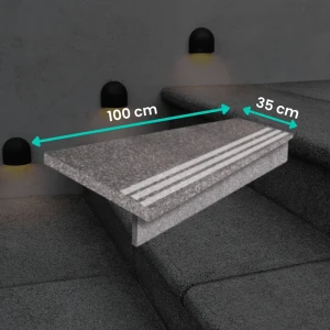 Laiptų komplektas - Laiptų komplektas + stovas granito G664 100x35x2 / 100x15x2 poliruotas su neslystančia danga