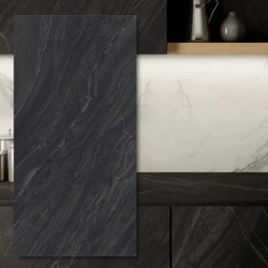 Kvarco plytelės 12 mm Grande Stone Look Bahia Black Puro Satin 162x324 cm