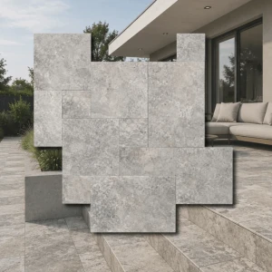 Trawertyn Silver Bębnowany French Pattern 3cm 1kpl= 0,742m2 | Komplet Rzymski