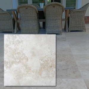 Travertinas Ivory Classic Mix Cross Cut, šlifuotas ir užpildytas 61x61x1,2 cm (1)